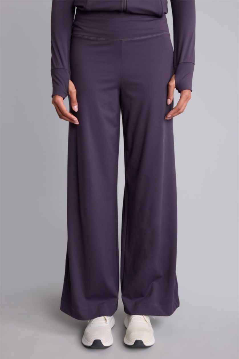 Women Dark Purple Wide Leg Trousers
