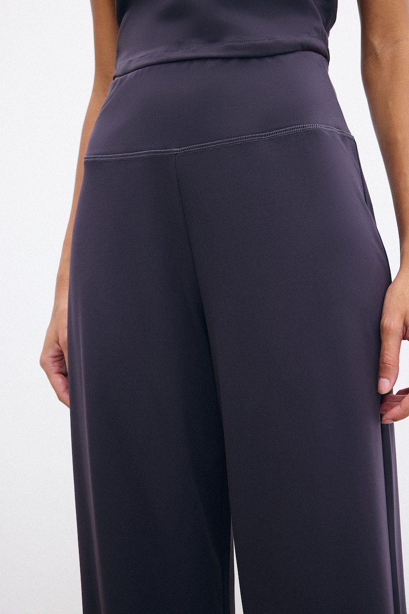 WOMAN Dark Purple Fitted Ultra-Soft High Waist Wide Leg Long Sports Trousers
