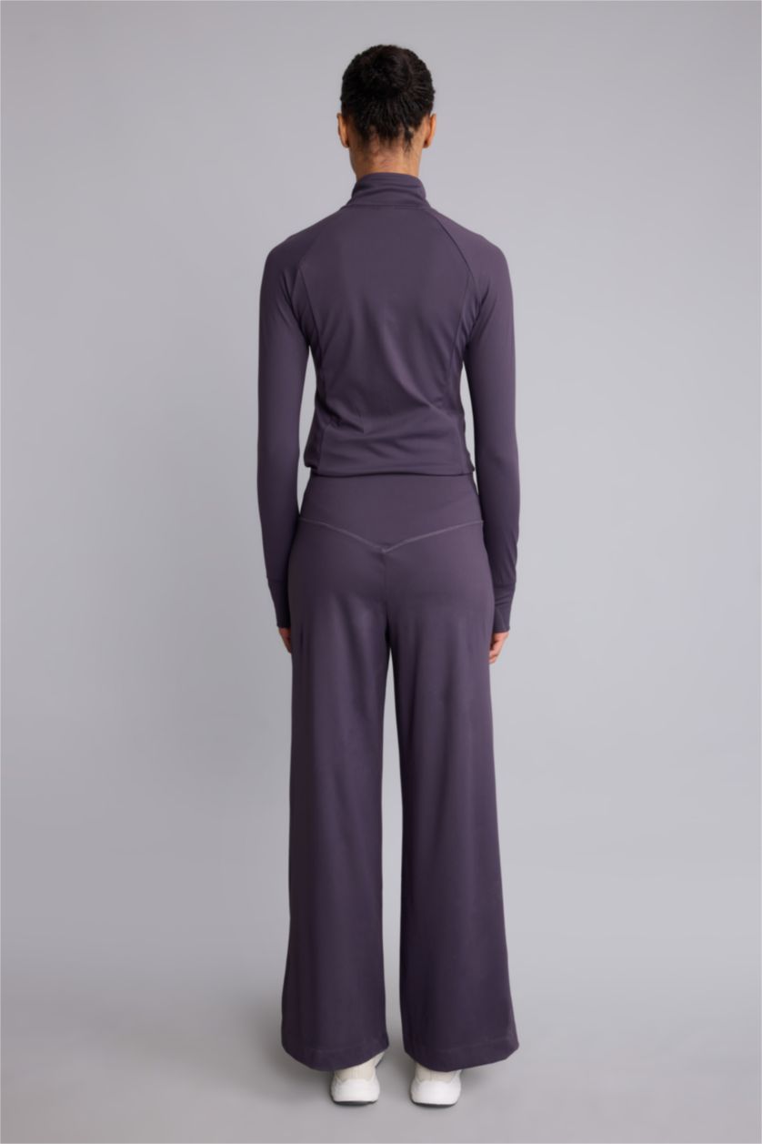 Women Dark Purple Wide Leg Trousers