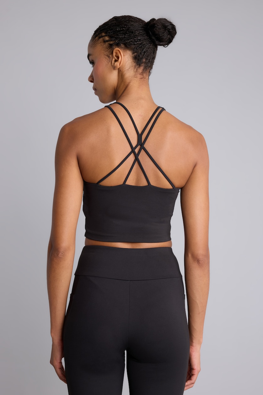 Kadın Siyah Orta Destekli Crop Sporcu Bra
