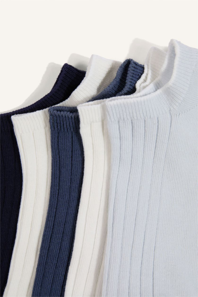 Kadın Açık Mavi Pamuklu 5'Li Patik Çorap