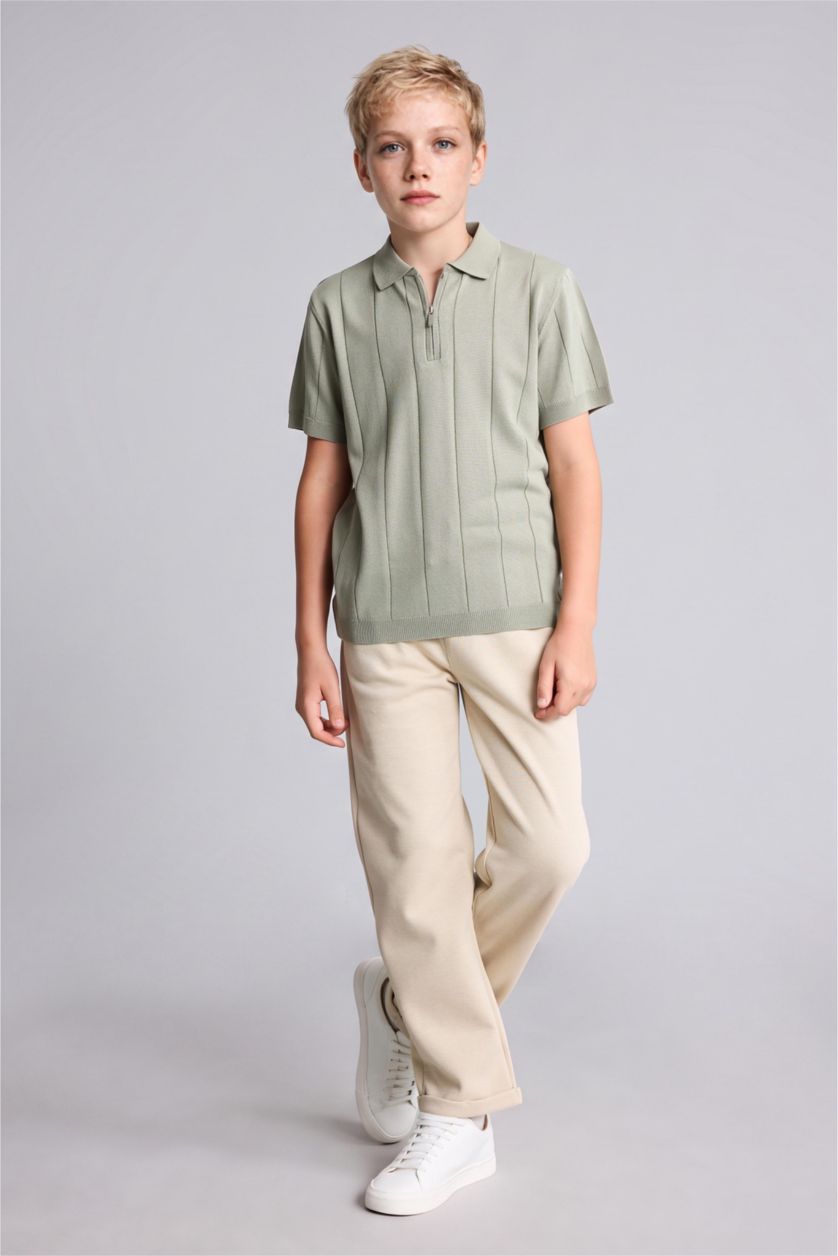 Erkek Çocuk - Genç Erkek Bej Regular Fit Düz Paça Pantolon Erkek Çocuk