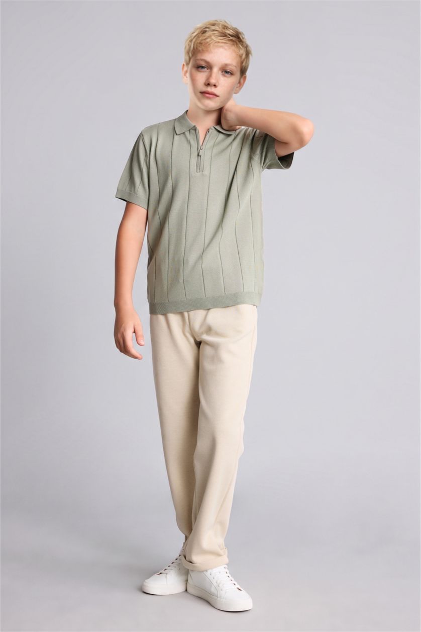 Erkek Çocuk - Genç Erkek Bej Regular Fit Düz Paça Pantolon Erkek Çocuk