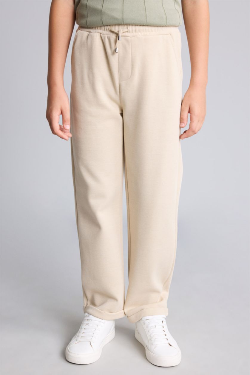Erkek Çocuk - Genç Erkek Bej Regular Fit Düz Paça Pantolon Erkek Çocuk