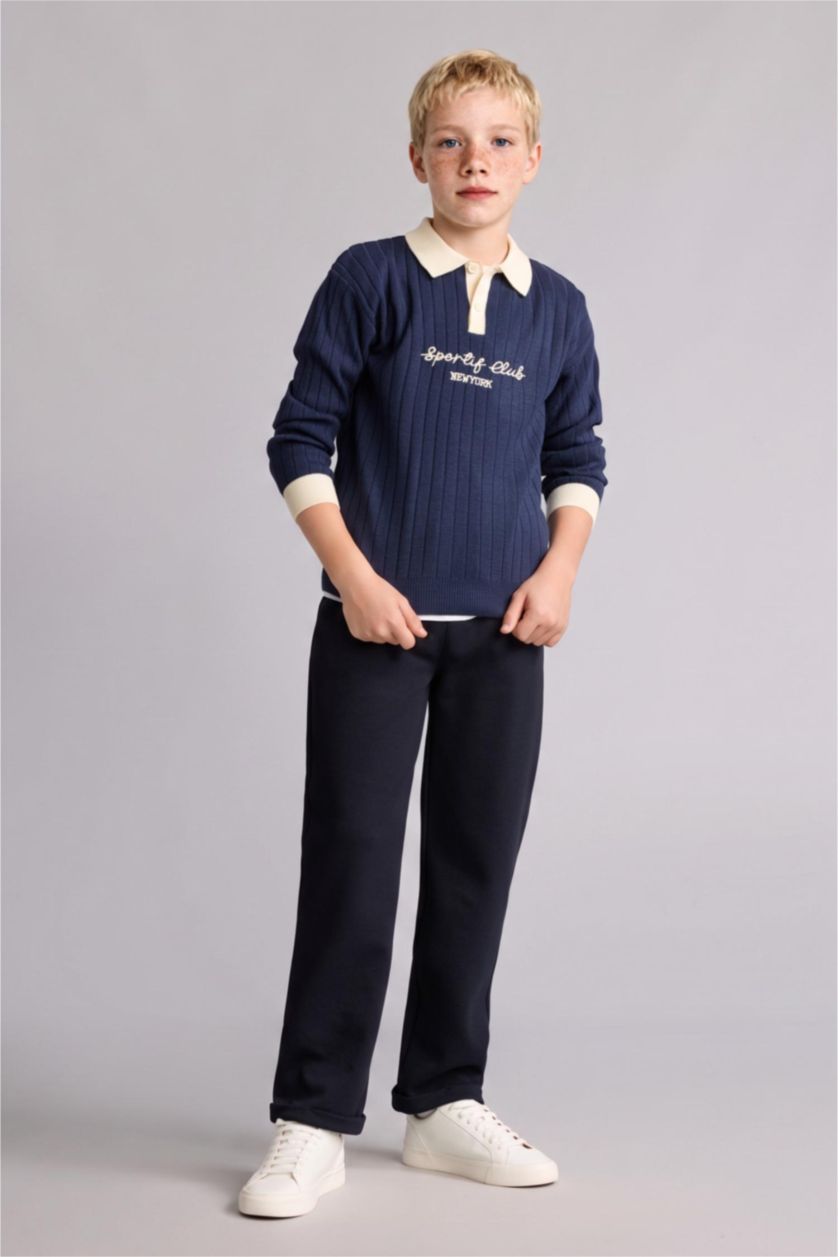 Young Boys - Teen Boys NAVY Regular Fit Pique Trousers