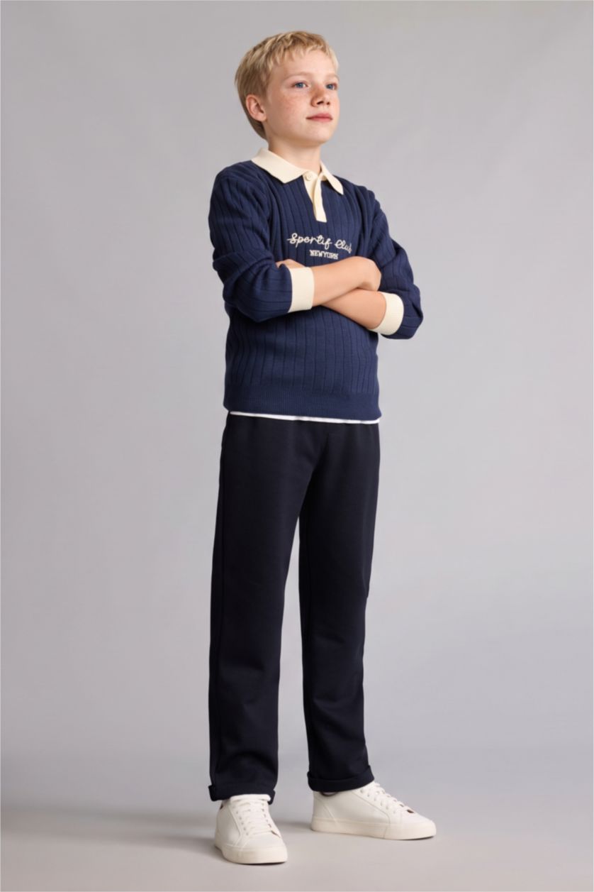 Young Boys - Teen Boys NAVY Regular Fit Pique Trousers