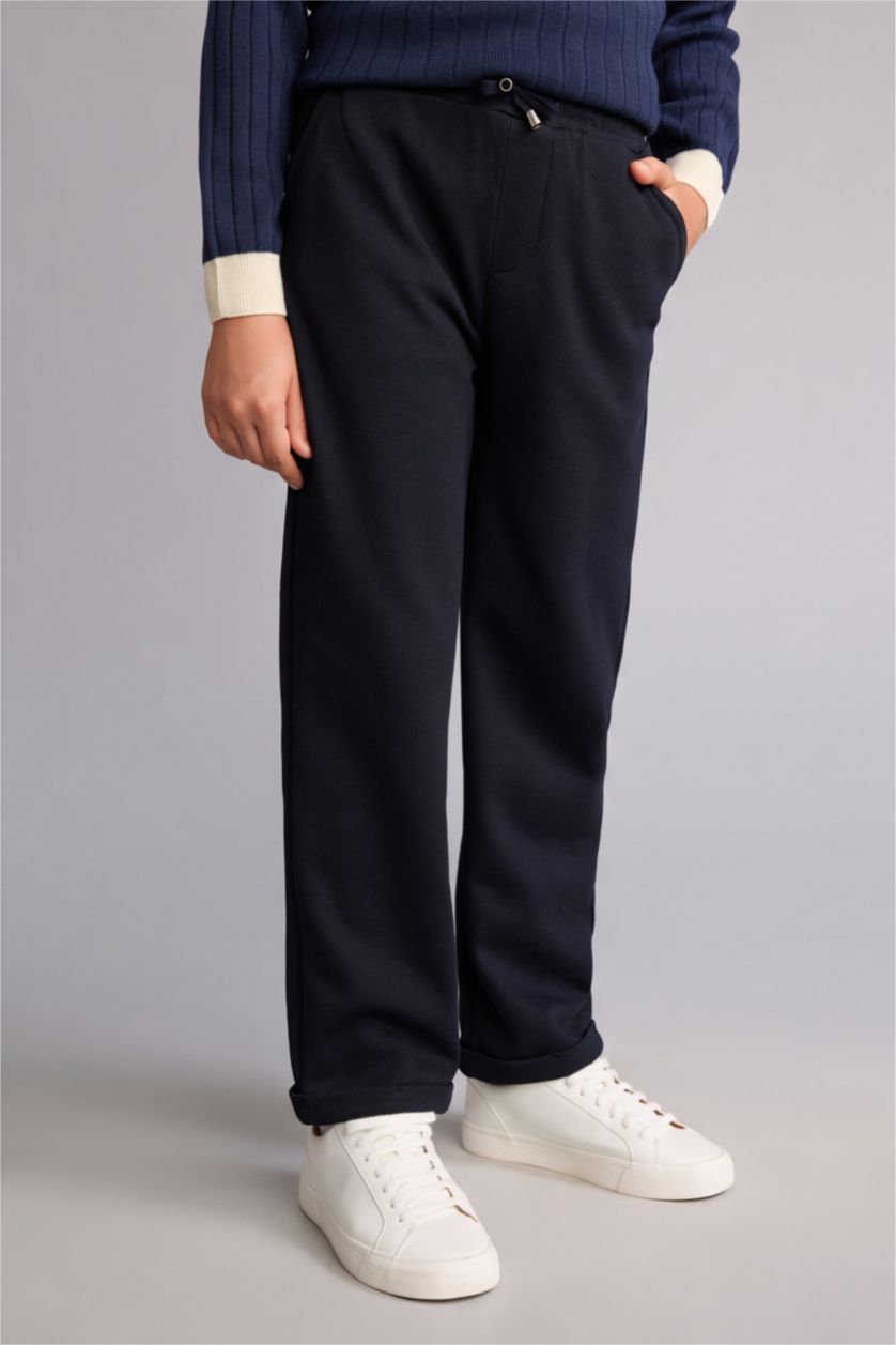 Young Boys - Teen Boys NAVY Regular Fit Pique Trousers