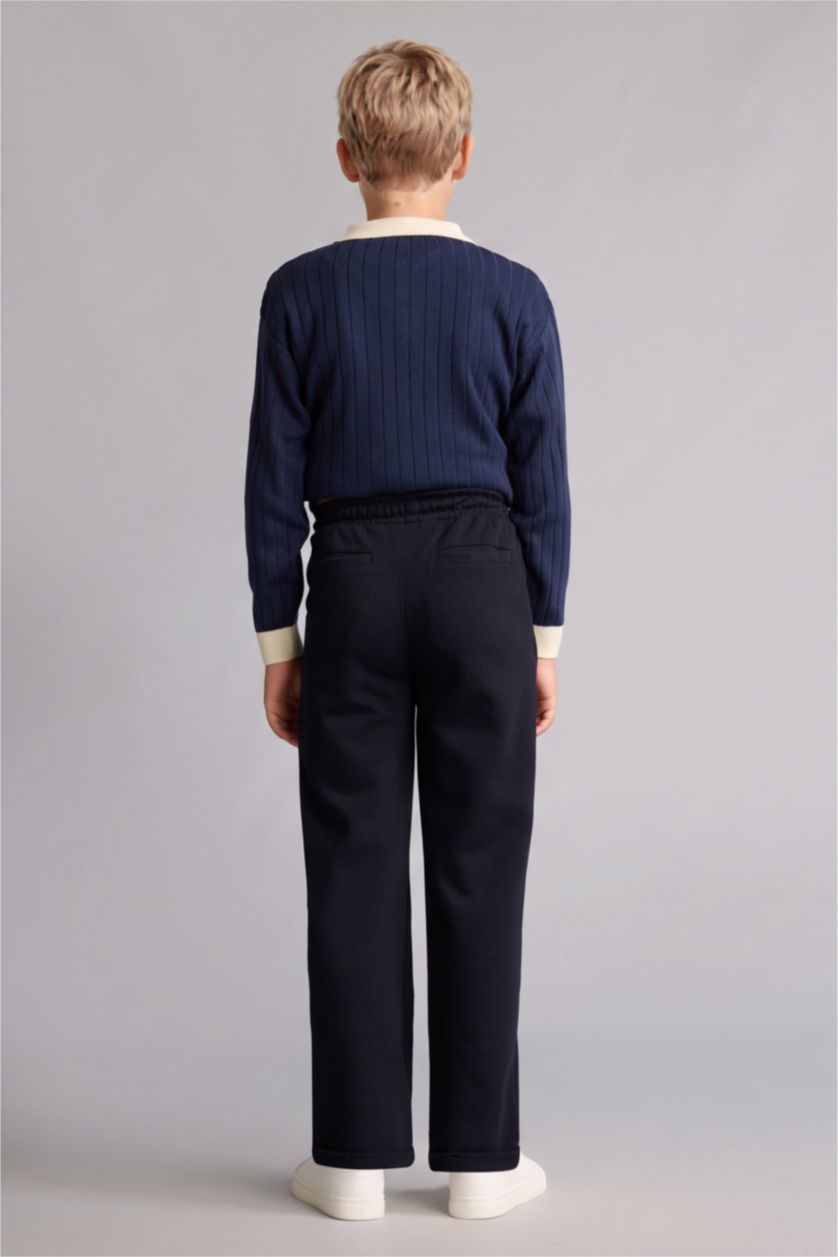 Young Boys - Teen Boys NAVY Regular Fit Pique Trousers