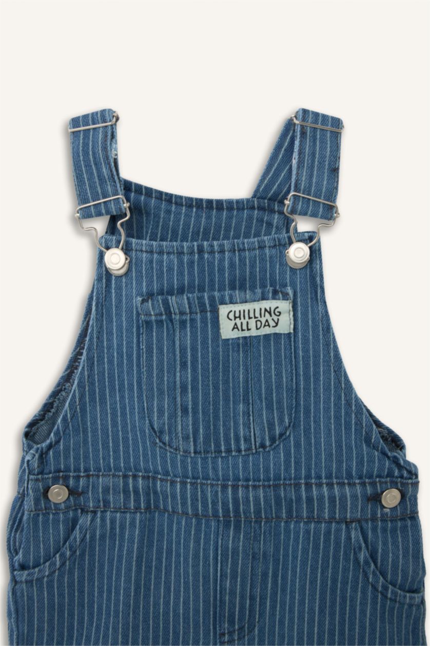 Erkek Bebek Mavi Çizgili Jean Tulum Erkek Bebek