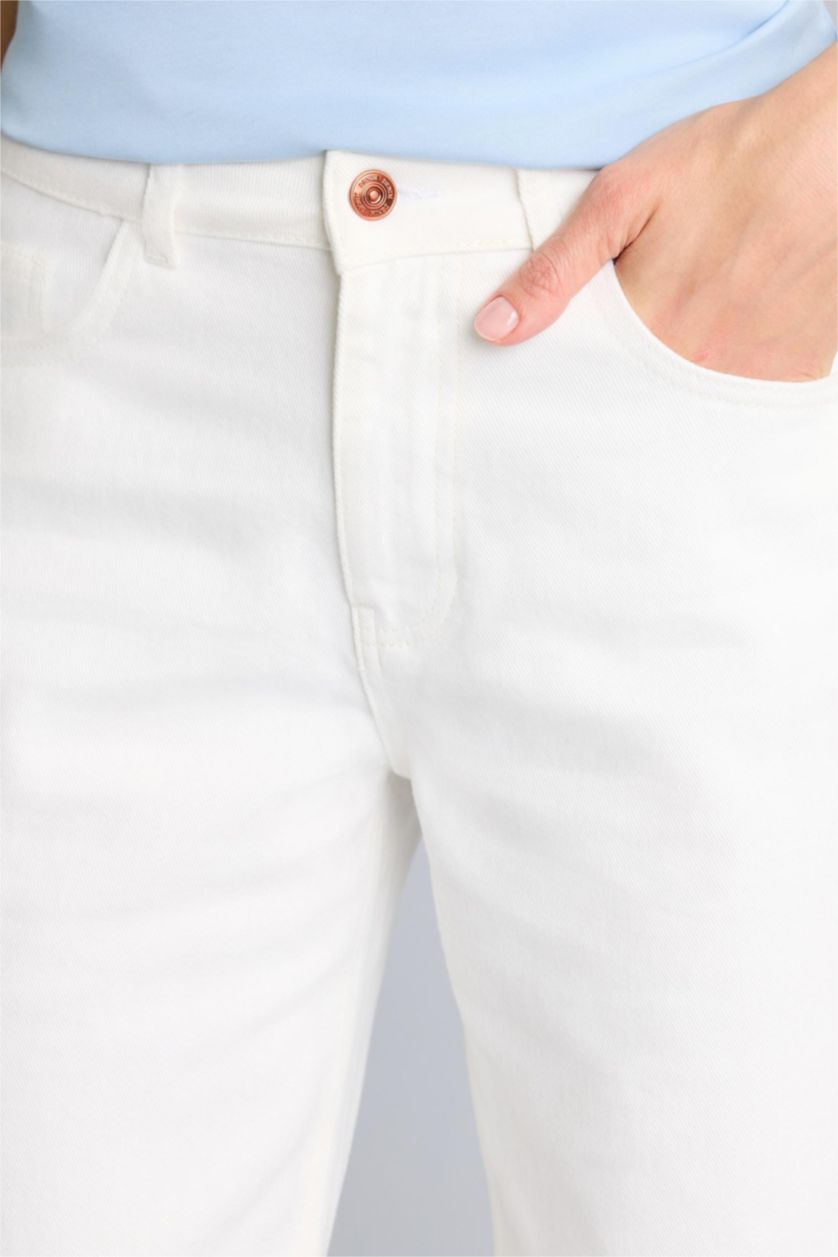 Kadın Beyaz Afra x Defacto Low Rıse Wıdeleg Düşük Bel  Jean Pantolon