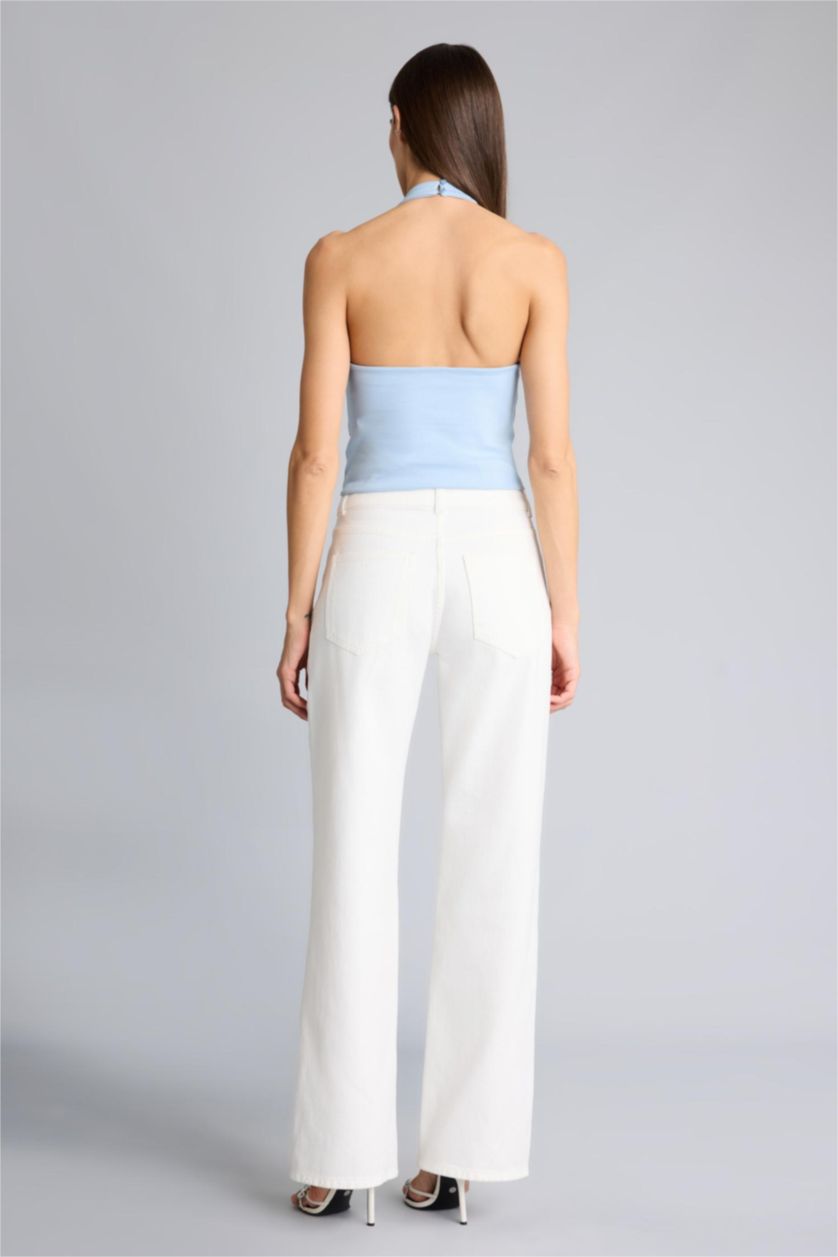 WOMAN White Afra x Defacto Low Rise Wide Leg Low Waist Jeans