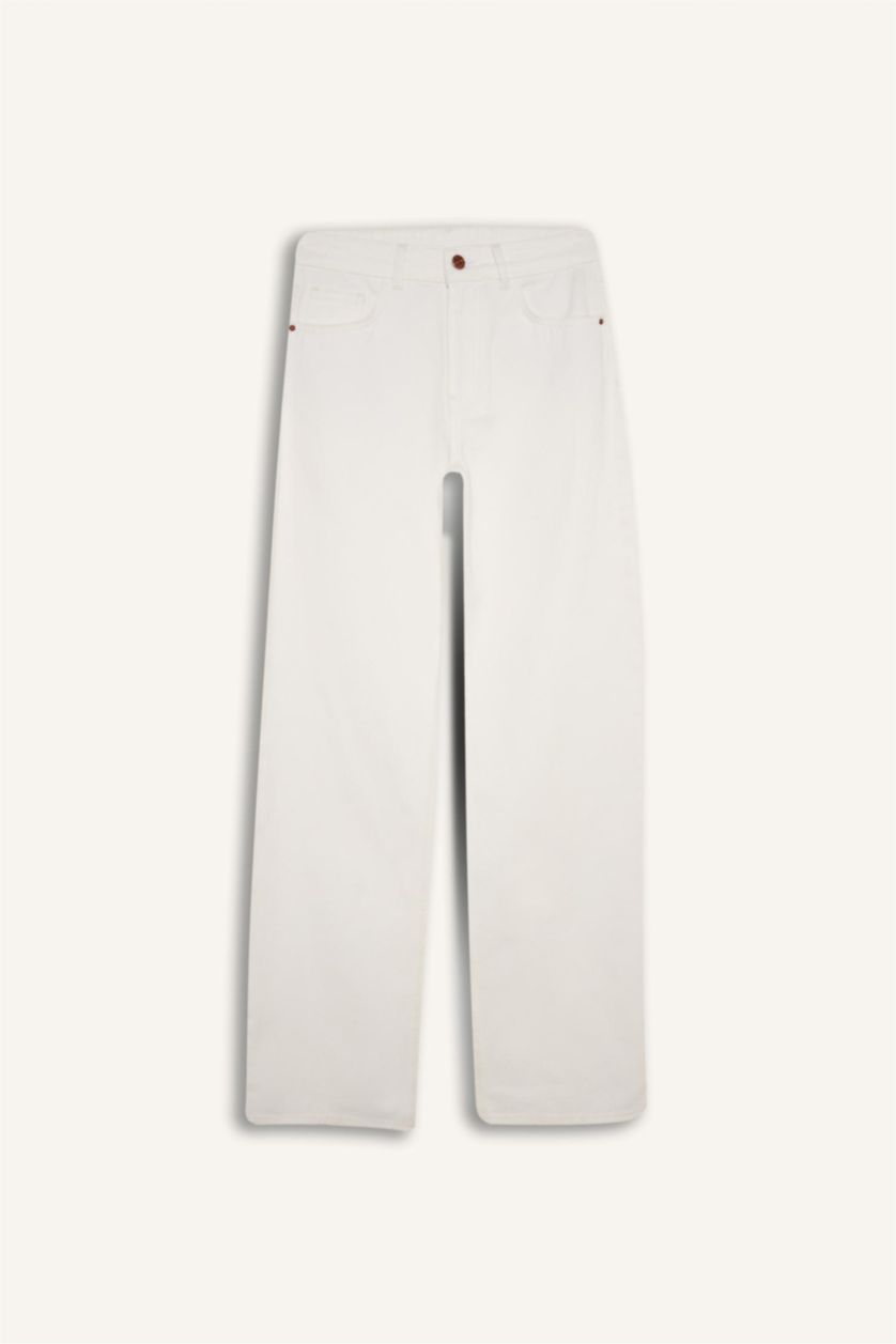 WOMAN White Afra x Defacto Low Rise Wide Leg Low Waist Jeans