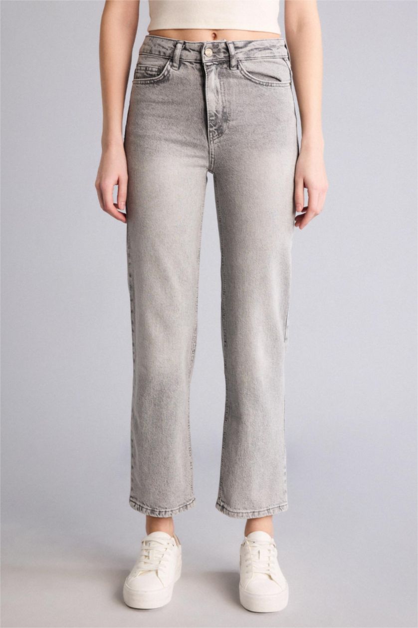 WOMAN Grey Ankle Length Denim Trousers