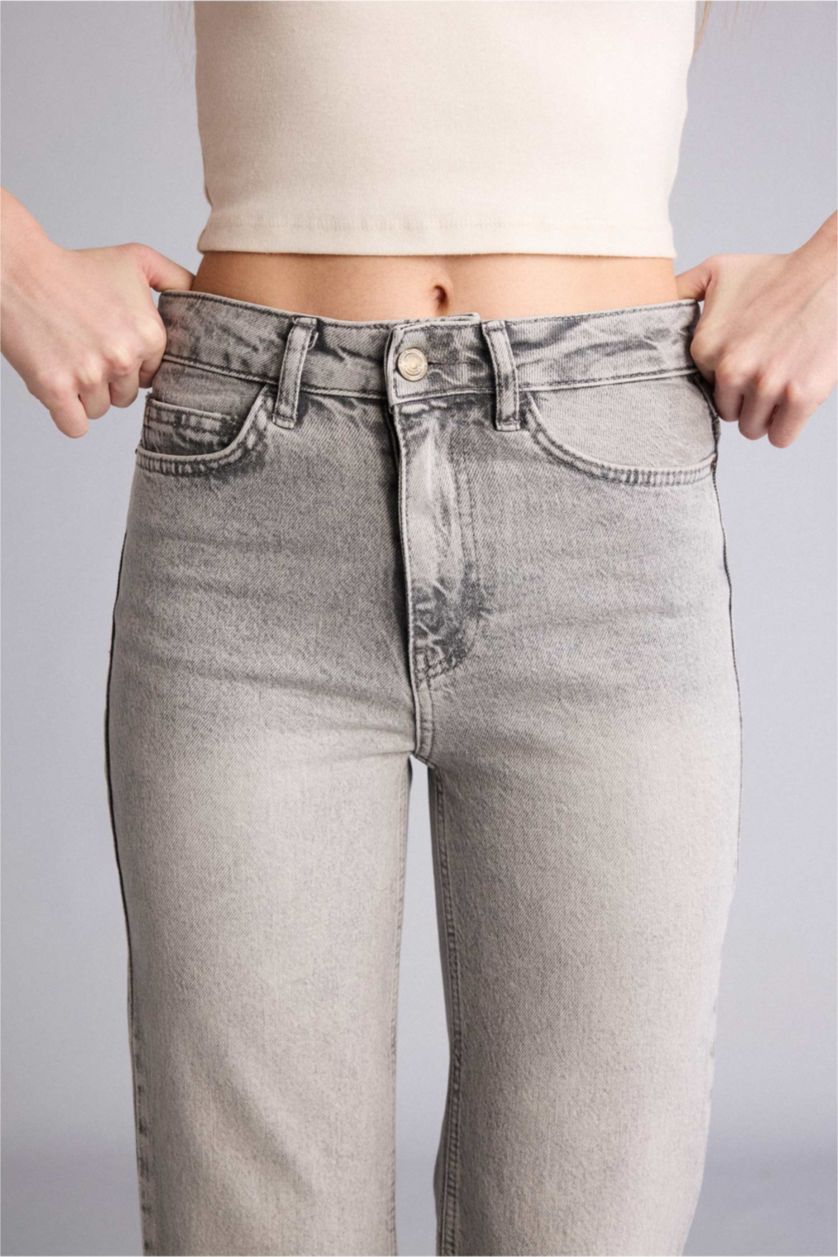 WOMAN Grey Ankle Length Denim Trousers