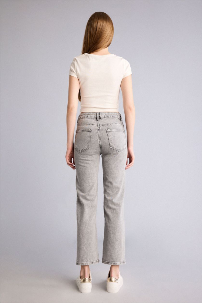 WOMAN Grey Ankle Length Denim Trousers