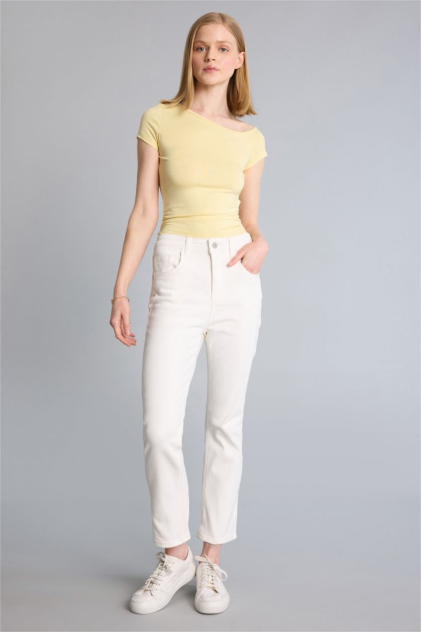 Әйелдерге АҚ Crop Flare Fit жоғары белді балақ ұшы кесілген тобыққа дейінгі джинс шалбар