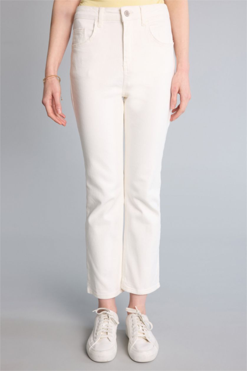 Әйелдерге АҚ Crop Flare Fit жоғары белді балақ ұшы кесілген тобыққа дейінгі джинс шалбар