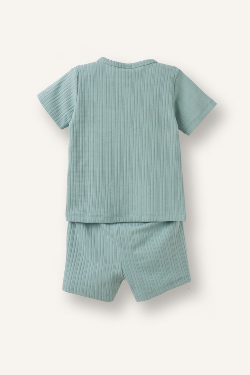 Baby Boys Light Green 2 piece Regular Fit Knitted Pyjamas