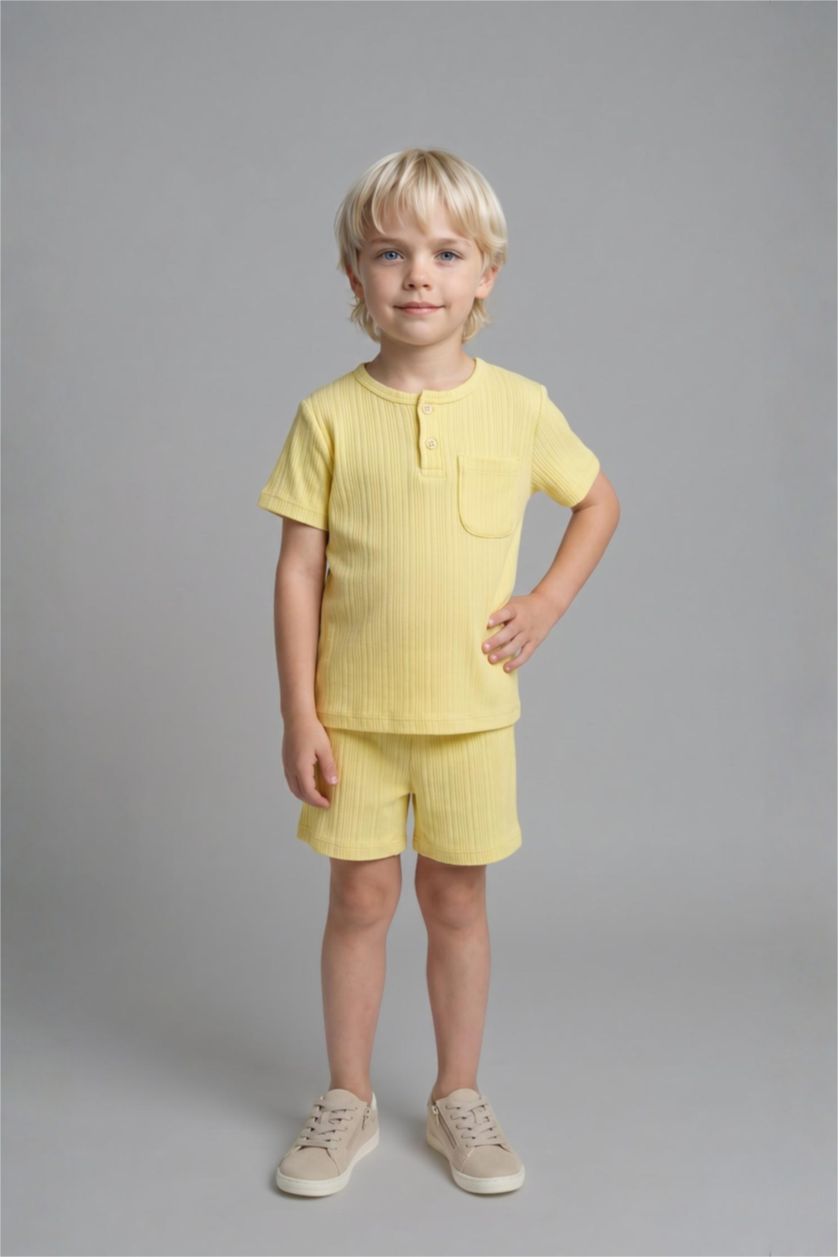 Baby Boys Yellow 2 piece Regular Fit Knitted Pyjamas