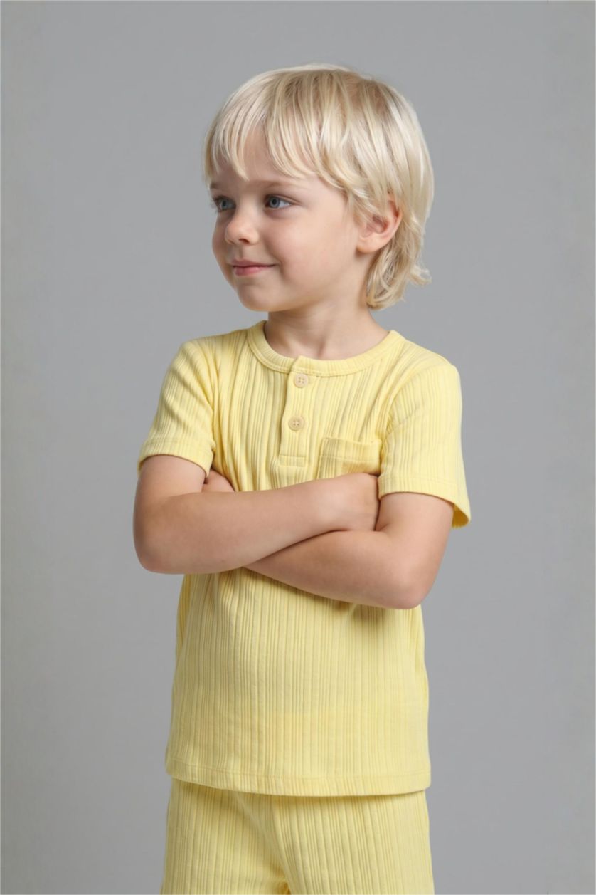 Baby Boys Yellow 2 piece Regular Fit Knitted Pyjamas