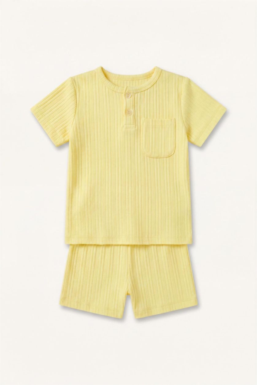 Baby Boys Yellow 2 piece Regular Fit Knitted Pyjamas