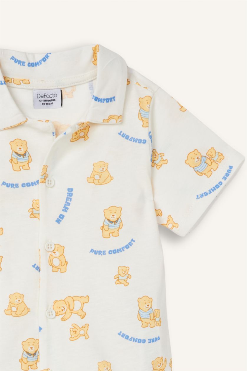 Baby Boys Ecru 2 piece Regular Fit Knitted Pyjamas