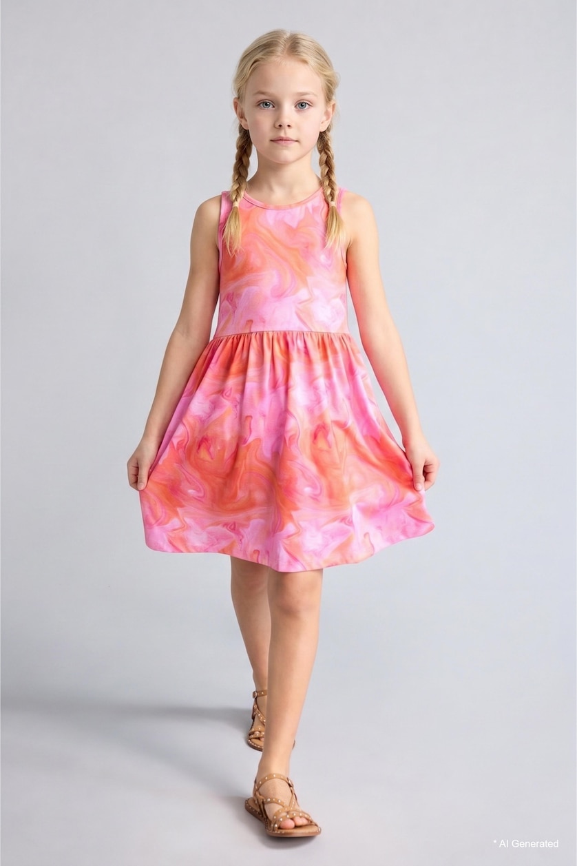 Girls & Teens Lilac فستان بناتي قطن قصة عادية ب