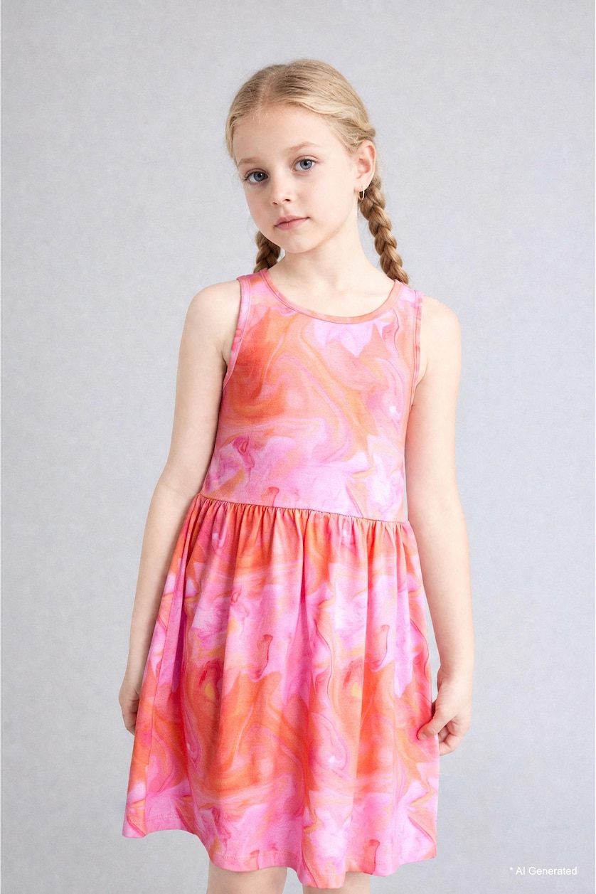 Girls & Teens Lilac فستان بناتي قطن قصة عادية ب