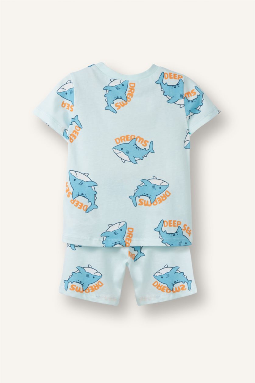 Erkek Bebek Mint Hayvan Baskılı 2'Li Takım Erkek Bebek