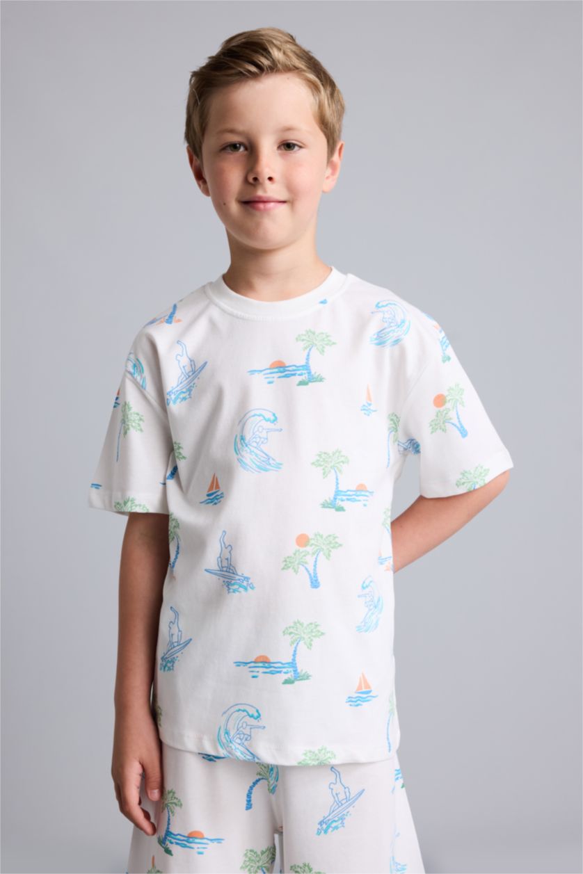 Erkek Çocuk - Genç Erkek Taş Regular Fit Desenli 2'Li Takım Erkek Çocuk