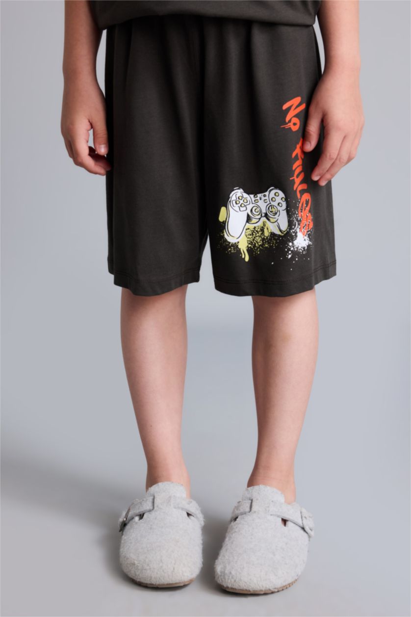 Young Boys - Teen Boys Anthracite 2 piece Regular Fit Printed Knitted Pyjamas