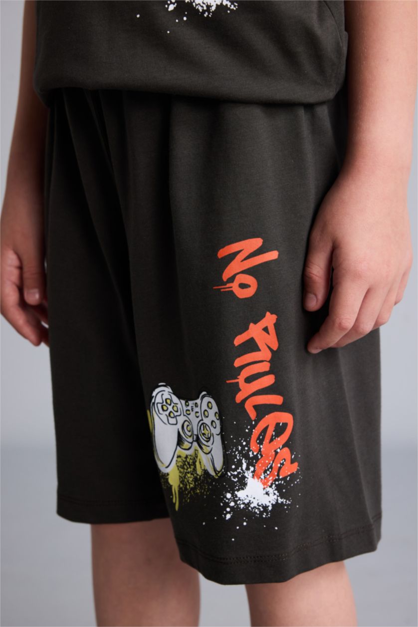 Young Boys - Teen Boys Anthracite 2 piece Regular Fit Printed Knitted Pyjamas