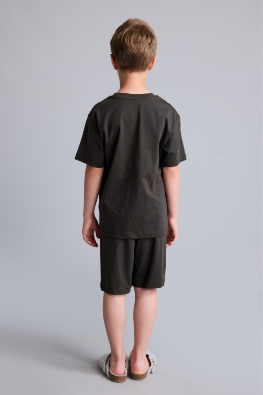 Young Boys - Teen Boys Anthracite 2 piece Regular Fit Printed Knitted Pyjamas