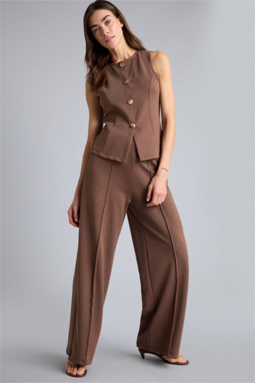 Kadın Kahve Wıde Leg Pantolon