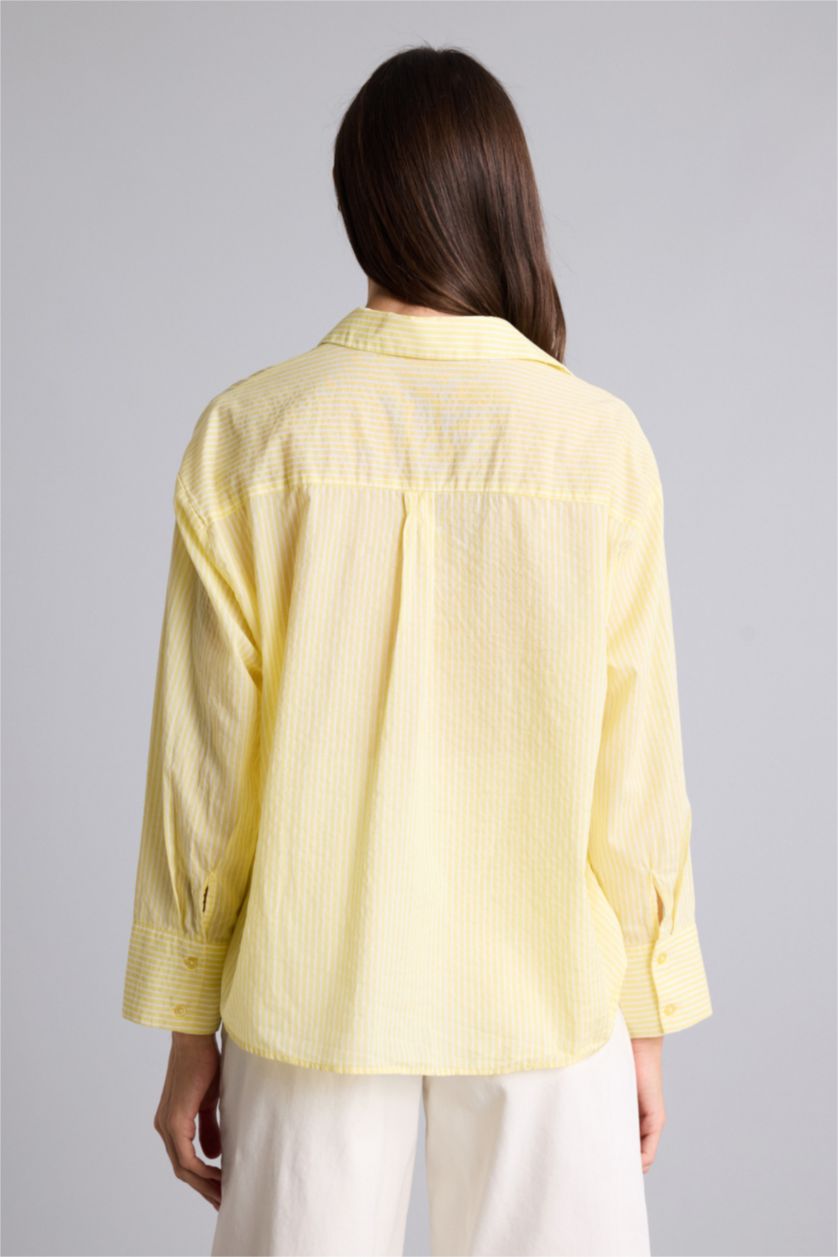 Kadın Sarı Oversıze Vual Gömlek
