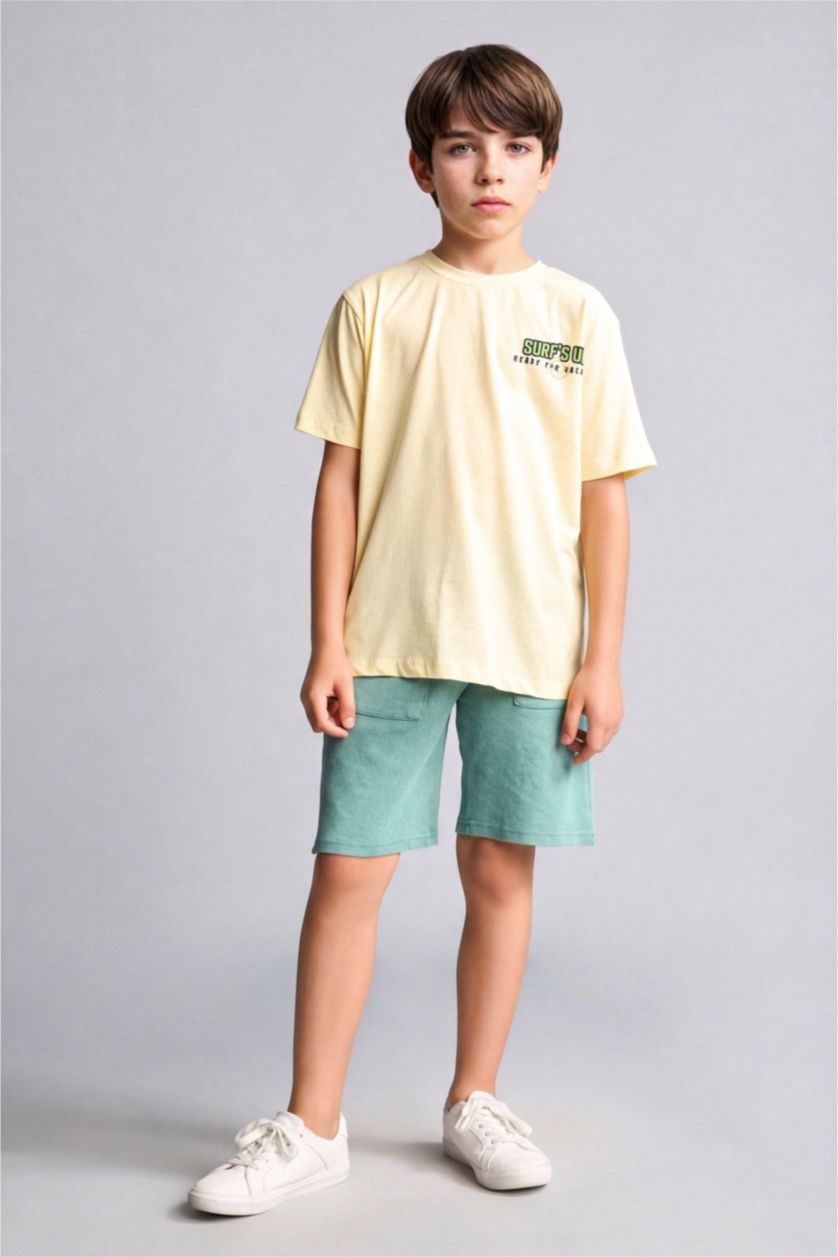 Boys & Teens Ice Blue شورت جينز ولادي قصة عادية