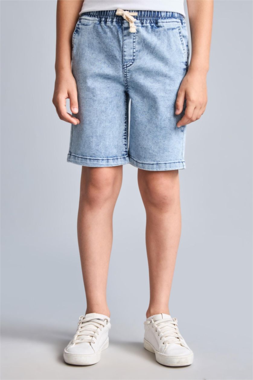 Erkek Çocuk - Genç Erkek Buz Mavi Jean Şort Erkek Çocuk