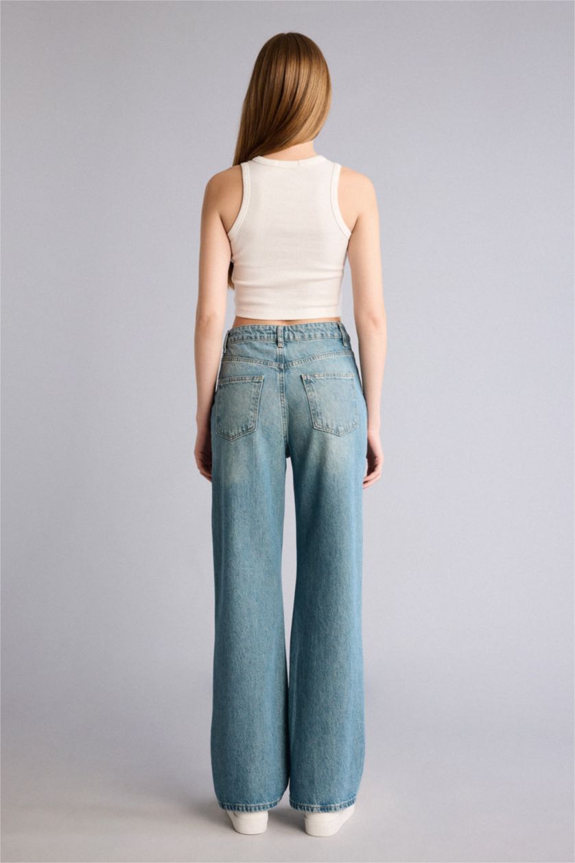 Kadın Mavi 90's Wıde Leg Yüksek Bel Jean Pantolon