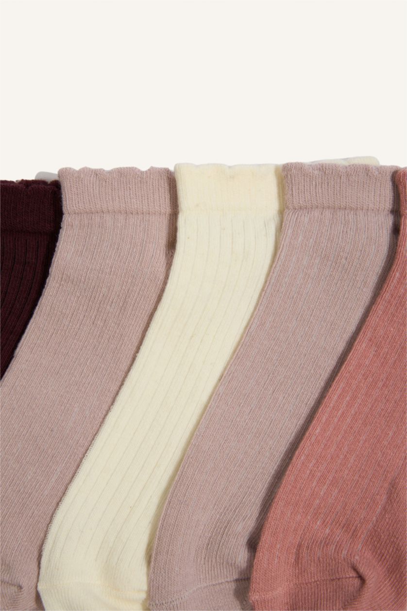 Kadın Açık Pembe Kadın 5'li Pamuklu Uzun Çorap