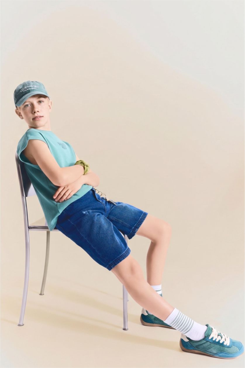 Young Boys - Teen Boys Blue Boy Regular Fit Denim Shorts