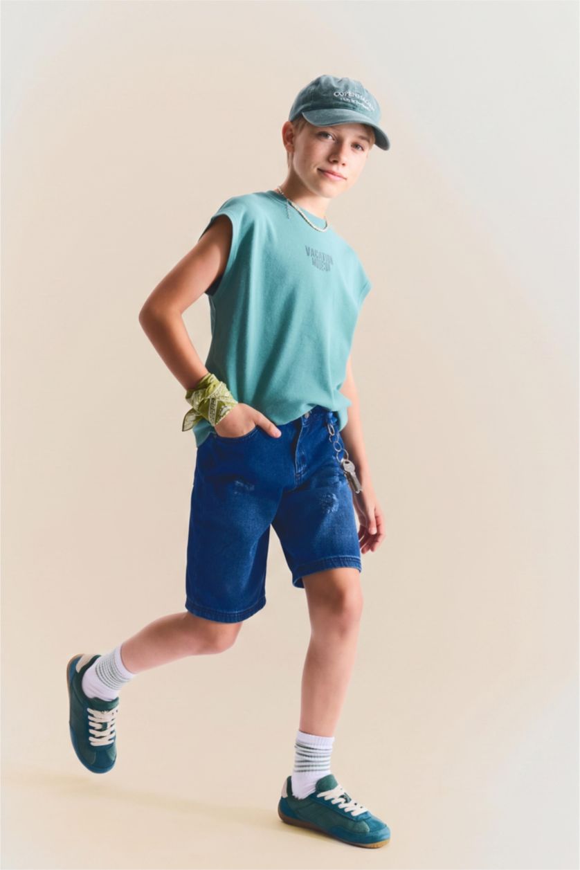 Young Boys - Teen Boys Blue Boy Regular Fit Denim Shorts