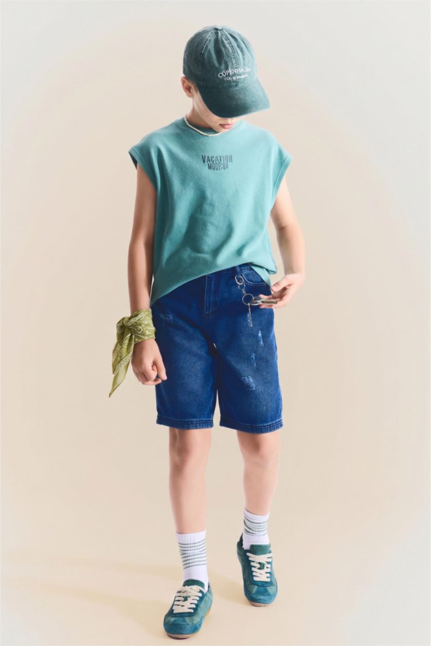 Young Boys - Teen Boys Blue Boy Regular Fit Denim Shorts