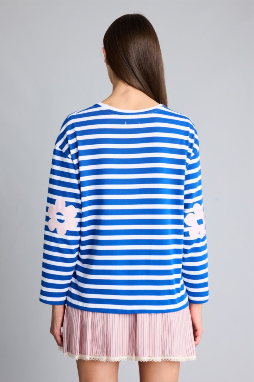 Kadın Kırık Beyaz Afra x Defacto Oversıze Baskılı Sweatshirt