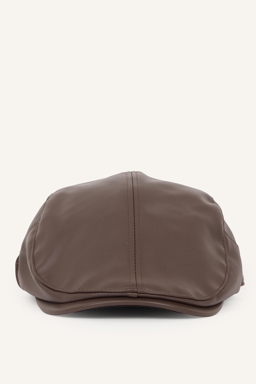 Men Brown Man Faux Leather Hat