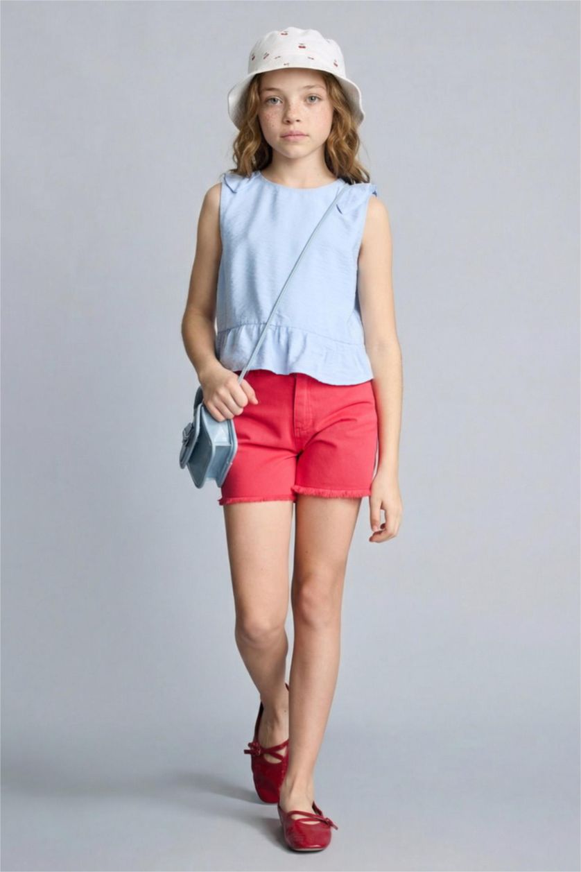 Kız Çocuk - Genç Kız Açık Mavi Kısa kollu Bluz Kız Çocuk