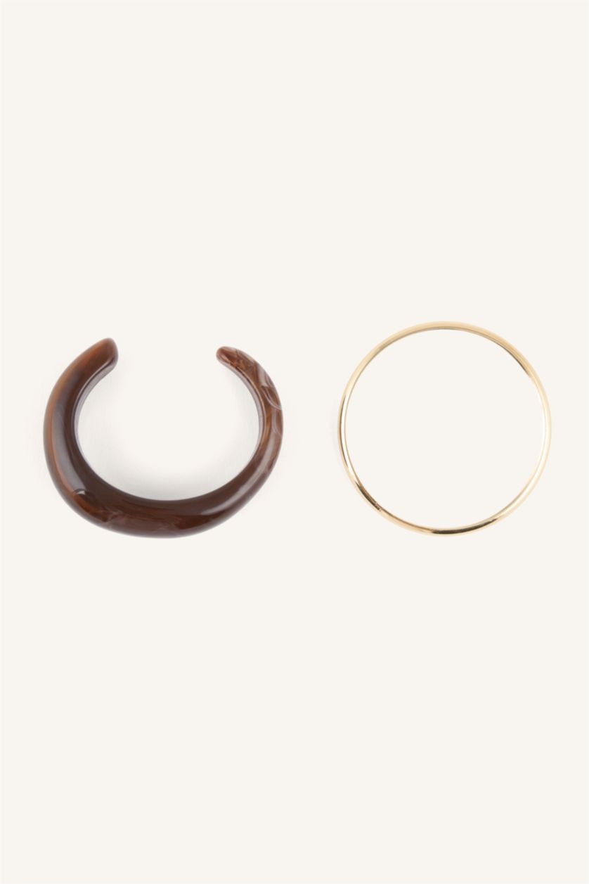 Woman Brown Woman 2 Piece Bracelet Set