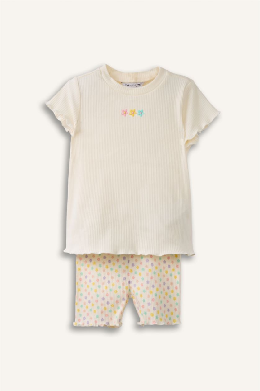 طفلة صغيرة بيج فاتح سيت بيبي بناتي مضلع - قطعتين