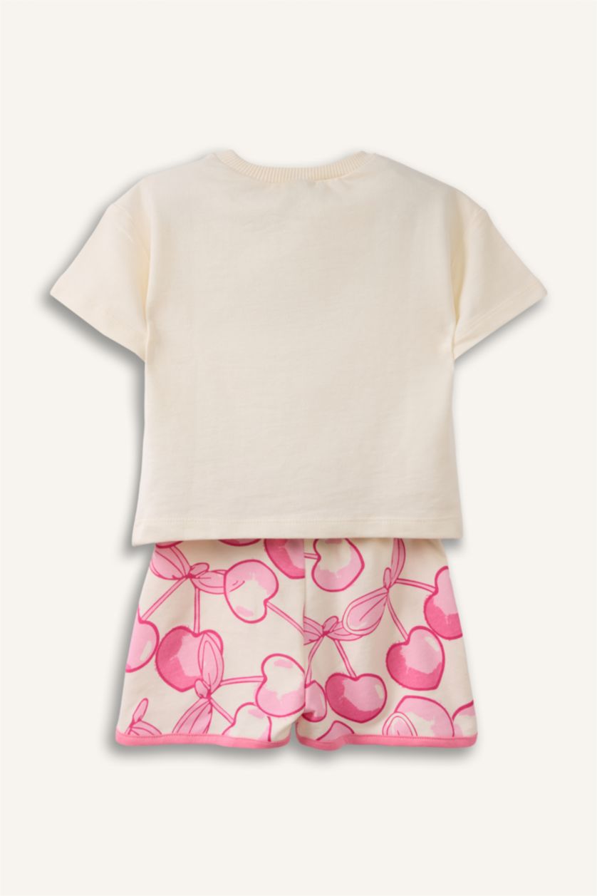Kız Bebek Ekru Meyve Desenli 2'li Takım Kız Bebek