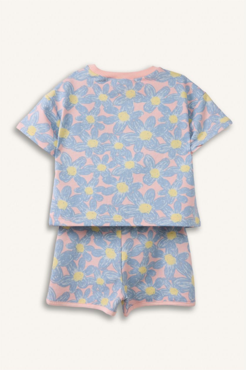 Kız Bebek Açık Pembe Çiçekli 2'li Takım Kız Bebek