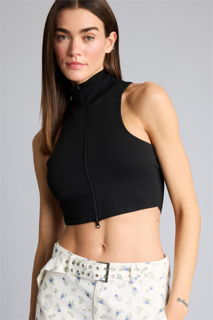 Kadın Siyah Afra x Defacto Fıtted Dik Yaka Atlet